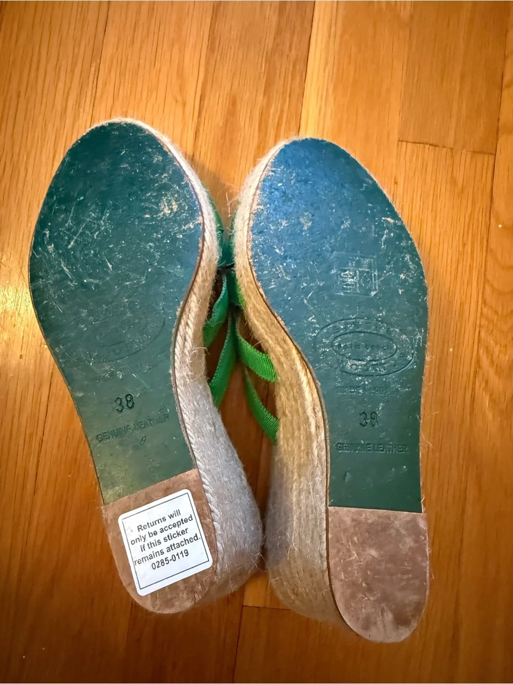 Stubbs & Wootton Emerald Green Espadrille Wedge Sandals